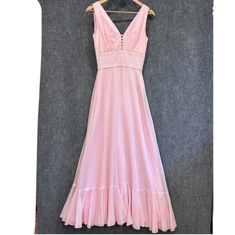 Vintage 70s Coco California maxi dress XS petal pink soft girl romantic angelic